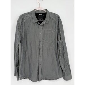 Marc‎ Ecko Cut & Sew Mens Grey White Striped Button Down Deadly Threads Sz XL